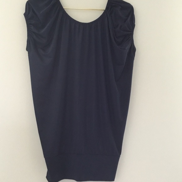 🤩Cache Dark Navy Blue Sheen Slouchy Casual Top - Picture 11 of 13